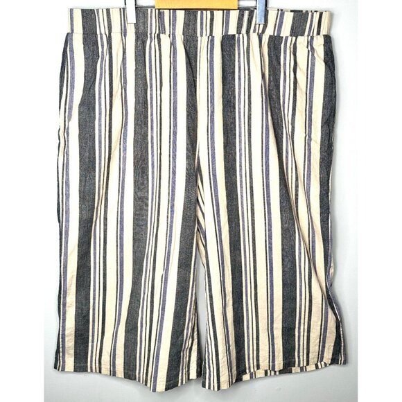 Crescent Drive Pants - Crescent Drive Womens Pants Crop Brunch Wide Leg Elastic Waist Striped Plus 5
